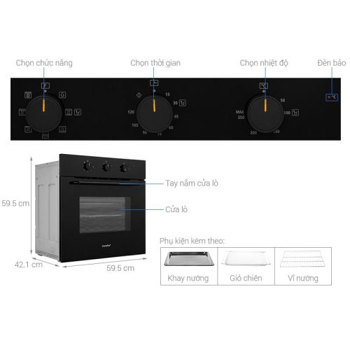 Lò nướng Comfee CO-AC70KB 11 Kích thước lò nướng Comfee CO-AC70KB