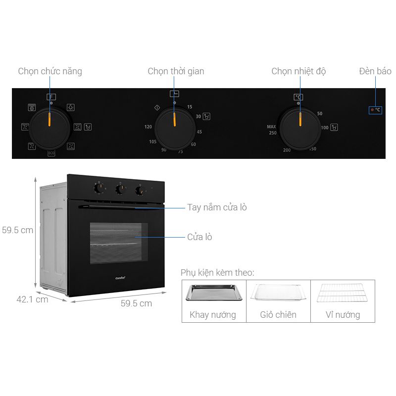 Lò nướng Comfee CO-AC70KB 7 Kích thước lò nướng Comfee CO-AC70KB