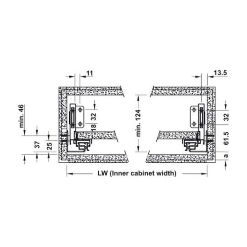 Ray Hộp Alto-S Nhấn Mở H80mm Hafele 552.55.323 9 Kích thước Ray Hộp Alto-S Nhấn Mở H80mm Hafele 552.55.323