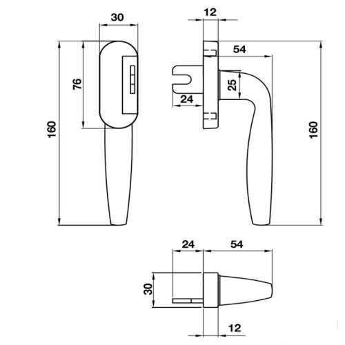 Kích thước Tay nắm Hafele HL859 974.31.412