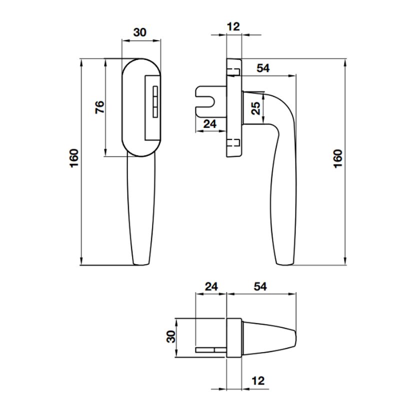 Tay nắm Hafele HL859 974.31.413 cửa nhôm 4 Kích thước Tay nắm Hafele HL859 974.31.413
