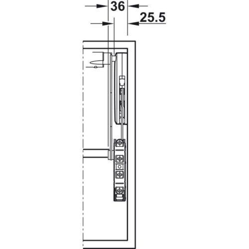 Kích thước tay nâng Hafele 372.33.631