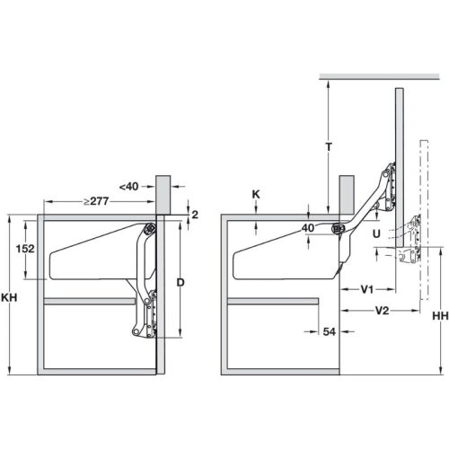 Phụ kiện tay nâng Hafele 372.33.611 9 Lắp đặt phụ kiện tay nâng Hafele 372.33.611
