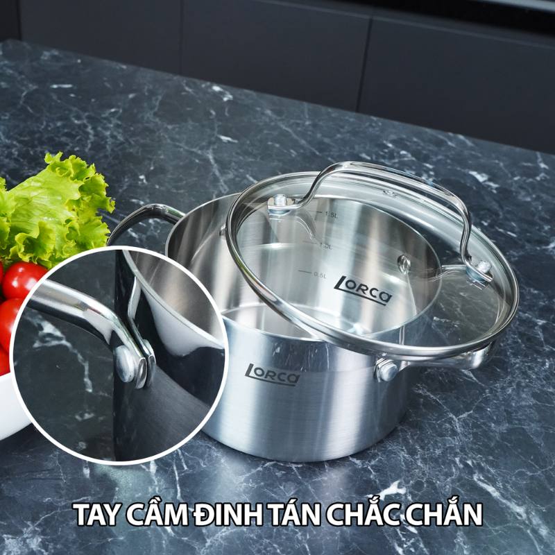 Bộ nồi inox đáy liền LORCA TA 5509 4 Bộ nồi inox đáy liền LORCA TA 5509 - Ảnh 3