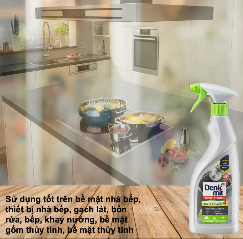 Xịt vệ sinh dầu mỡ nhà bếp Denkmit Fett Chai 750 ml 5 Xịt vệ sinh dầu mỡ nhà bếp Denkmit Fett Chai 750 ml - Ảnh 3