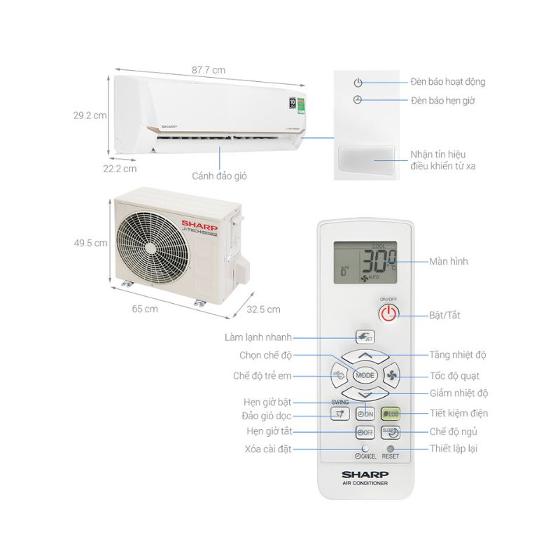 Máy lạnh Sharp Inverter 1.5 HP AH-X13CEWC 6 Máy lạnh Sharp Inverter 1.5 HP AH-X13CEWC - Ảnh 4