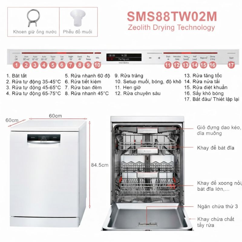 Máy rửa bát Bosch SMS88TW02M 6 Máy rửa bát Bosch SMS88TW02M - Ảnh 4