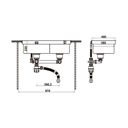 Chậu bếp SUS WS R10 HS25-SSN2S-8744 Hafele 567.94.022 10 Kích thước chậu bếp SUS WS R10 HS25-SSN2S-8744 Hafele 567.94.022