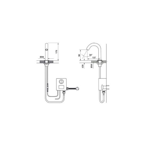 Kích thước vòi cảm ứng đặt bàn Hafele 589.64.001
