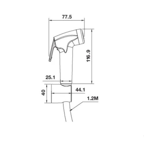 Kích thước vòi xịt vệ sinh Chiba Hafele 589.34.922
