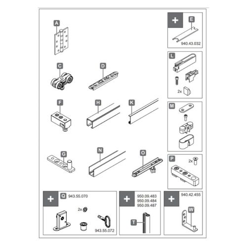 Phụ kiện cửa trượt xếp cho cửa gỗ Hafele 940.42.512 6 tron bo phu kien cua truot xep cho cua go hafele 940 42 512