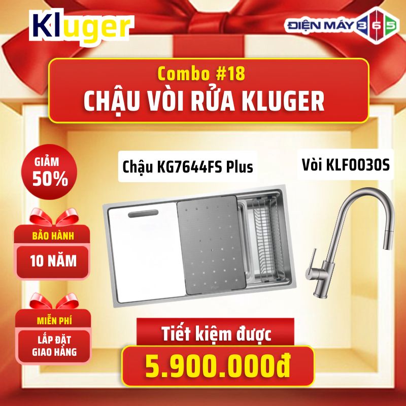 Combo 18: Chậu Kluger KG7644FS Plus + Vòi Kluger KLF0030S 3 Combo 18: Chậu Kluger KG7644FS Plus + Vòi Kluger KLF0030S