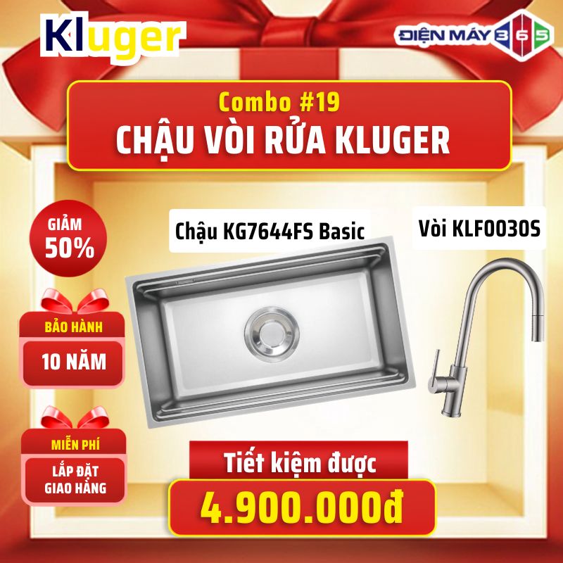 Combo 19: Chậu Kluger KG7644FS Basic + Vòi Kluger KLF0030S 3 Combo 19: Chậu Kluger KG7644FS Basic + Vòi Kluger KLF0030S