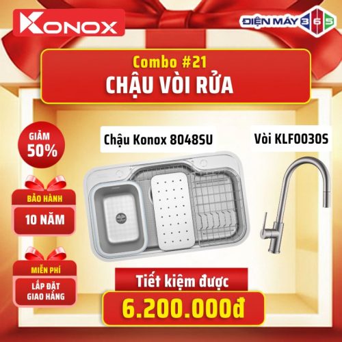 Combo 21: Chậu Konox Dekor 8048SU + Vòi Kluger KLF0030S