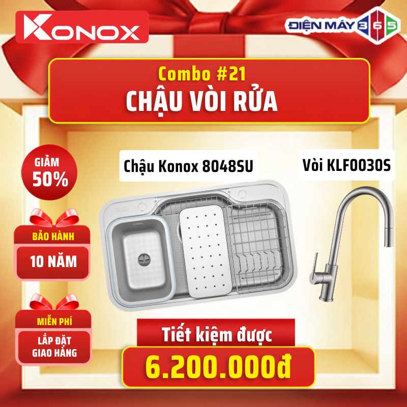 Combo 21: Chậu Konox Dekor 8048SU + Vòi Kluger KLF0030S 3 Combo 21: Chậu Konox Dekor 8048SU + Vòi Kluger KLF0030S