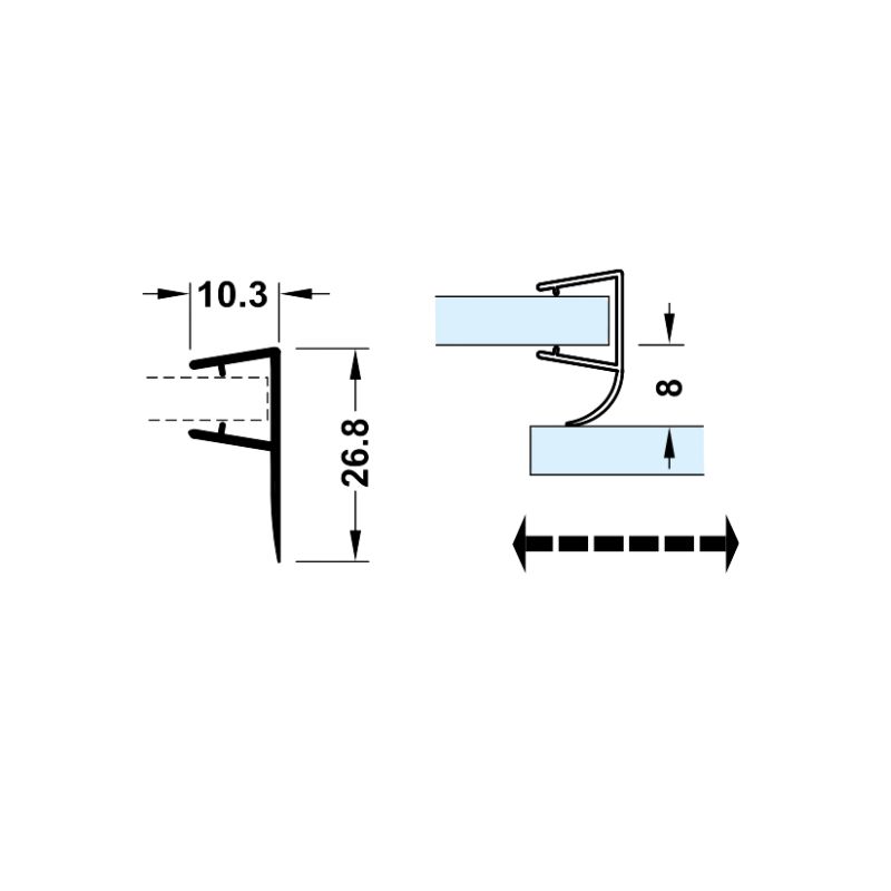 Ron cửa kính cho cửa trượt Hafele 950.50.017 10 - 12 mm 4 Ron cửa kính cho cửa trượt Hafele 950.50.017 10 - 12 mm - Ảnh 2