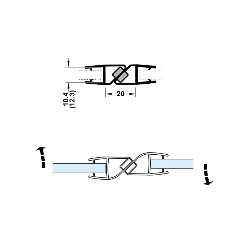 Ron cửa kính nam châm Hafele 950.50.031 180 độ 10 - 12 mm 4 Ron cửa kính nam châm Hafele 950.50.031 180 độ 10 - 12 mm - Ảnh 2