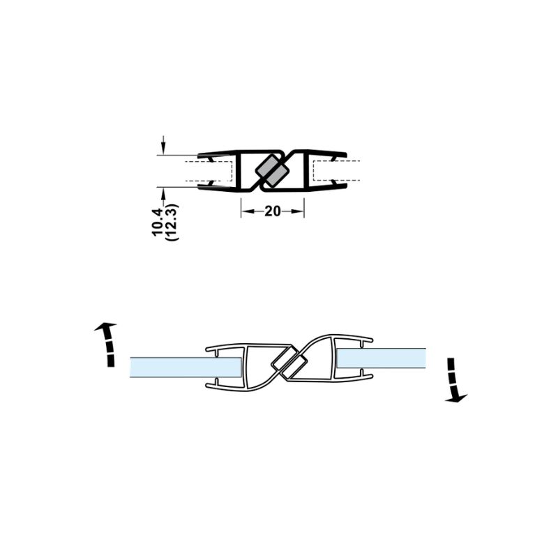 Ron cửa kính nam châm Hafele 950.50.039 4 Ron cửa kính nam châm Hafele 950.50.039 - Ảnh 2