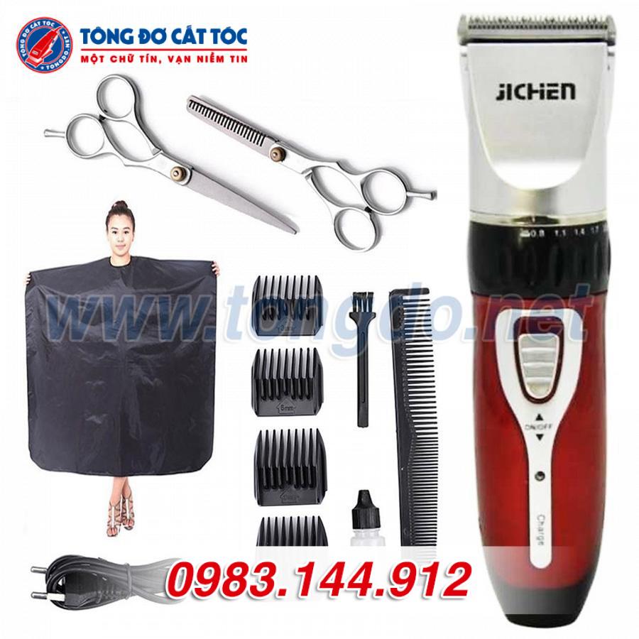 Combo tông đơ JC-0817, Kéo tỉa, Kéo cắt, Áo choàng