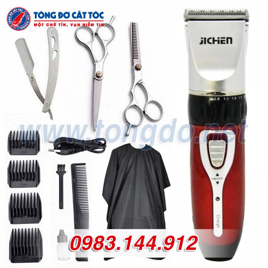 Combo tông đơ JC-0817, Kéo tỉa, Kéo cắt, Áo choàng, Dao cạo