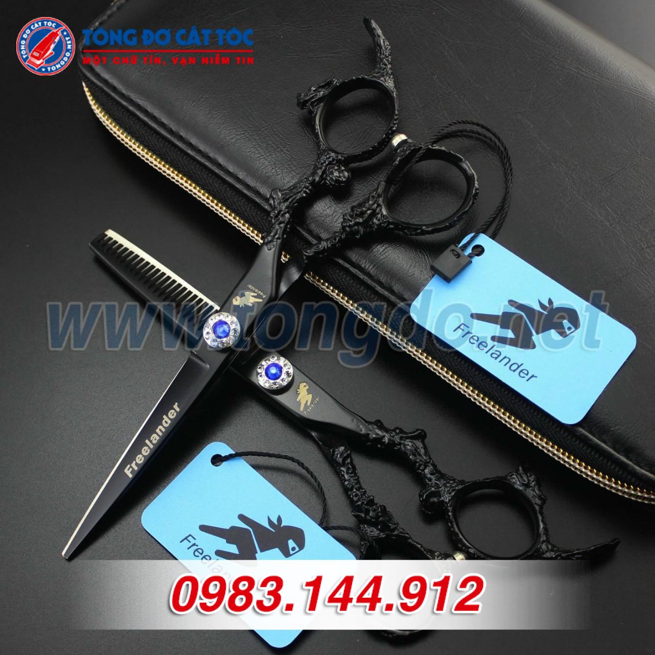 Bộ Kéo Feelander Thép Nhật Tay Rồng Cao Cấp (Tặng Kèm Bao Da Đựng Kéo Cao Cấp + 2 Lược Toniguy)