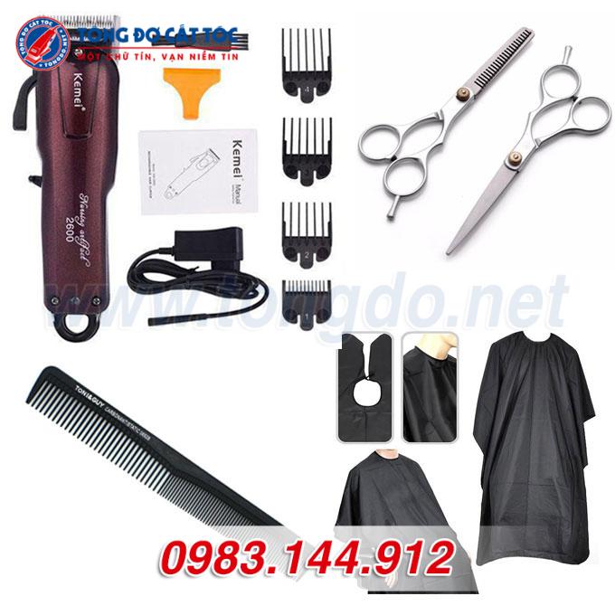 Combo Tông Đơ Cắt Tóc Kemei KM2600