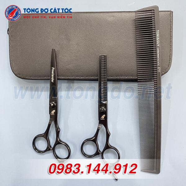 Kéo cắt tỉa tóc FREELANDER tặng kèm bao da, lược Toni&Guy