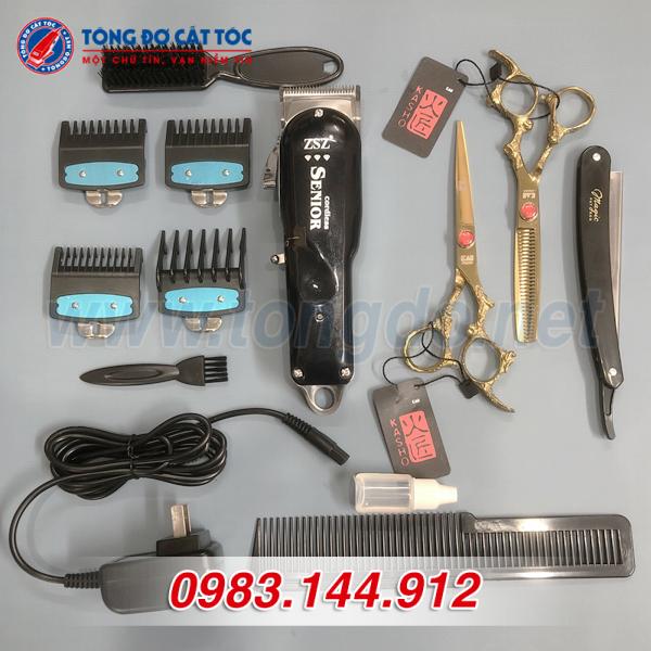 Combo Tông đơ lưỡi kép ZSZ F39, Bộ kéo cắt tỉa tóc KASHO