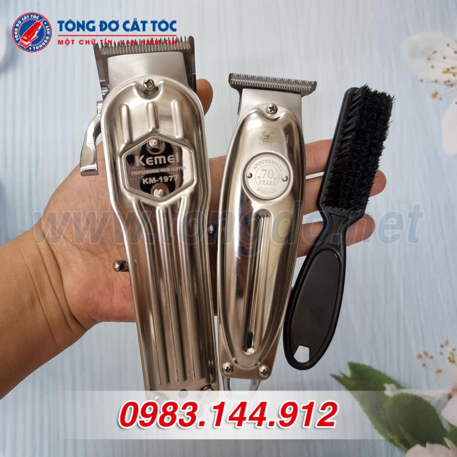 Combo tông đơ KM1977, chấn viền KM1949 tặng chổi phủi