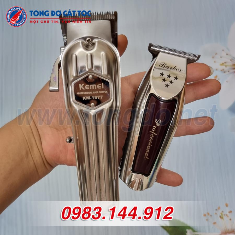 Combo tông đơ Kemei KM1977, chấn viền barber