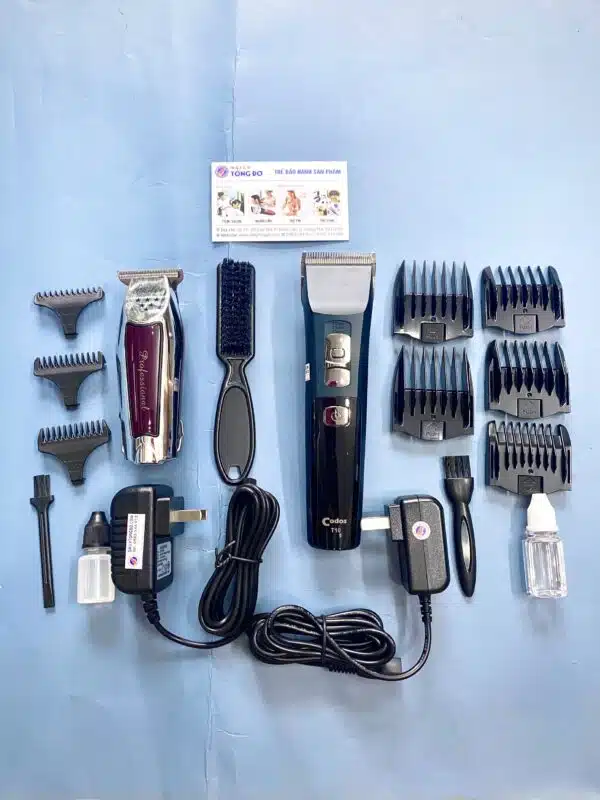Combo tông đơ Codos T10, chấn viền 9220 tặng chổi phủi